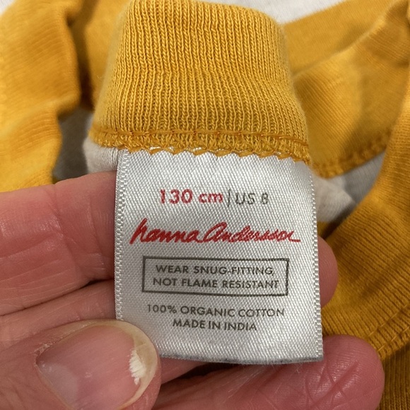 Hanna Andersson snug fit organic long sleeve gold striped pajama top size 8 - Picture 4 of 5